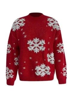 Women's Ugly Christmas Sweater Pullover Sweater Jumper Stand Collar Ribbed Knit Polyester Patchwork Fall Winter Regular Outdoor Xmas Daily Stylish Casual Soft Long Sleeve Snowflake Black Red S M -Xmas Cothing Store kmrhgs1695209489128