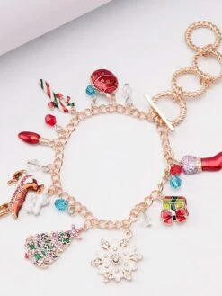 Women's Bracelet Classic Bell Christmas Tree Fashion Personalized Alloy Bracelet Jewelry Rainbow For Xmas Festival