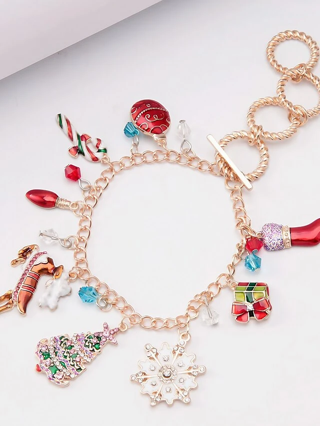 Women's Bracelet Classic Bell Christmas Tree Fashion Personalized Alloy Bracelet Jewelry Rainbow For Xmas Festival 3 Women's Bracelet Classic Bell Christmas Tree Fashion Personalized Alloy Bracelet Jewelry Rainbow For Xmas Festival