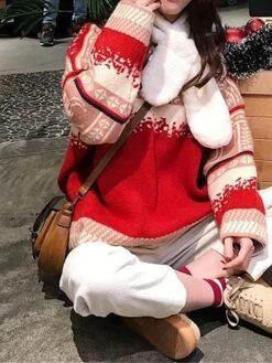 Women's Ugly Christmas Sweater Pullover Sweater Jumper Christmas Sweaters Crew Neck Ribbed Knit Acrylic Knitted Fall Winter Regular Outdoor Christmas Daily Fashion Casual Soft Long Sleeve Snowflake -Xmas Cothing Store kpdfaq1697785145170