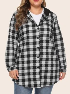 Women's Plus Size Christmas Winter Jacket Jacket Button Plaid Long Sleeve Regular Winter Fall Green Black Red XL XXL 3XL 4XL 5XL / Daily -Xmas Cothing Store kpenqb1623831388565