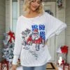 Women's Ugly Christmas Sweater Pullover Sweater Jumper Crew Neck Ribbed Knit Polyester Knitted Print Fall Winter Regular Outdoor Christmas Holiday Daily Stylish Casual Long Sleeve Santa Claus White