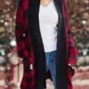 Women's Winter Coat Warm Outdoor Christmas Gifts Christmas Daily Wear Pocket Print Open Front Collarless Active Casual Daily Xmas Comfortable Street Style Plaid Regular Fit Outerwear Long Sleeve Fall -Xmas Cothing Store kqyxvh1668407571187