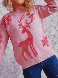 Women's Ugly Christmas Sweater Pullover Sweater Jumper Crew Neck Ribbed Knit Polyester Patchwork Fall Winter Regular Xmas Daily Going Out Stylish Casual Soft Long Sleeve Elk Pink Red Green S M L 28 Women's Ugly Christmas Sweater Pullover Sweater Jumper Crew Neck Ribbed Knit Polyester Patchwork Fall Winter Regular Xmas Daily Going Out Stylish Casual Soft Long Sleeve Elk Pink Red Green S M L -Xmas Cothing Store kravxp1695029156131