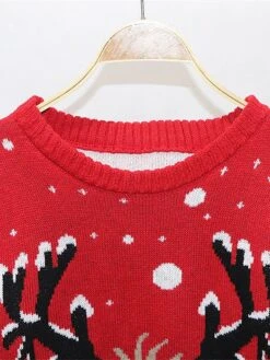 Women's Ugly Christmas Sweater Pullover Sweater Jumper Crew Neck Ribbed Knit Acrylic Oversized Fall Winter Regular Outdoor Xmas Daily Stylish Casual Soft Long Sleeve Geometric Elk Snowflake Wine -Xmas Cothing Store krurvz1696903335899