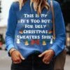 Women's Ugly Christmas Sweater Pullover Sweater Jumper Crew Neck Ribbed Knit Polyester Print Fall Winter Regular Outdoor Xmas Holiday Stylish Casual Soft Long Sleeve Letter Snowman Pink Blue S M -Xmas Cothing Store kvekse1695383350536