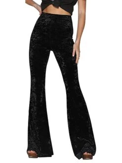 Women's Bootcut Flare Flared Pants Full Length Velvet Micro-elastic High Waist Streetwear Basic Xmas Party Christmas Black Red S M -Xmas Cothing Store kvewsk1644992051495