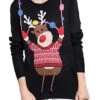 Women's Ugly Christmas Sweater Pullover Sweater Jumper Crew Neck Ribbed Knit Acrylic Patchwork Fall Winter Regular Outdoor Xmas Daily Stylish Casual Soft Long Sleeve Geometric Elk Black S M L -Xmas Cothing Store kwgqxo1695115500426