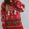 Women's Ugly Christmas Sweater Pullover Sweater Jumper Crew Neck Ribbed Knit Polyester Oversized Fall Winter Regular Outdoor Christmas Daily Stylish Casual Soft Long Sleeve Heart Christmas Tree -Xmas Cothing Store kxiely1696903368352
