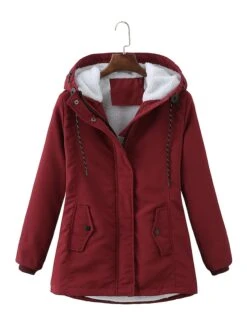 Women's Winter Coat Thicken Puffer Jacket Warm Fleece Parka With Hood Christmas Pink Waterproof Zipper Drawstring Heated Coat With Pocket Classic Outdoor Windproof Outerwear Red 20 Women's Winter Coat Thicken Puffer Jacket Warm Fleece Parka With Hood Christmas Pink Waterproof Zipper Drawstring Heated Coat With Pocket Classic Outdoor Windproof Outerwear Red -Xmas Cothing Store kydkef1695378447241