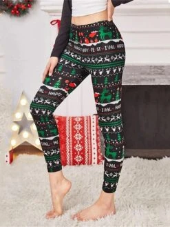 Women's Christmas Leggings Christmas Tree Reindeer Full Length Active Vacation Daily Depression Green Pink S M Fall Winter