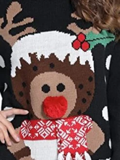 Women's Ugly Christmas Sweater Pullover Sweater Jumper Crew Neck Ribbed Knit Acrylic Knitted Fall Winter Outdoor Xmas Daily Stylish Casual Soft Long Sleeve Animal Elk Black S M L -Xmas Cothing Store lbnvio1667811517870