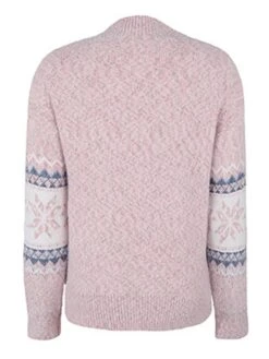 Women's Ugly Christmas Sweater Pullover Sweater Jumper Stand Collar Ribbed Knit Polyester Patchwork Fall Winter Regular Outdoor Christmas Daily Stylish Casual Soft Long Sleeve Snowflake Pink Blue -Xmas Cothing Store lbrzfj1696903354895