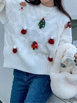 Women's Ugly Christmas Sweater Pullover Sweater Jumper Crew Neck Ribbed Knit Polyester Patchwork Fall Winter Regular Outdoor Christmas Daily Stylish Casual Soft Long Sleeve Elk Christmas Tree White 36 Women's Ugly Christmas Sweater Pullover Sweater Jumper Crew Neck Ribbed Knit Polyester Patchwork Fall Winter Regular Outdoor Christmas Daily Stylish Casual Soft Long Sleeve Elk Christmas Tree White -Xmas Cothing Store lcfbrw1697103896371