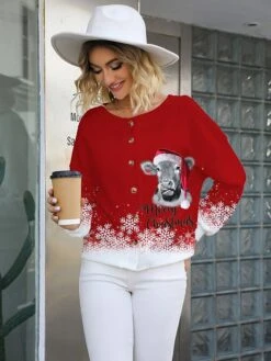 Women's Ugly Christmas Crew Neck Sweater Pullover Sweater Jumper Christmas Sweaters Ribbed Knit Polyester Knitted Print Fall Winter Regular Outdoor Xmas Daily Stylish Casual Soft Long Sleeve -Xmas Cothing Store lcujea1697291253623