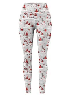 Women's Leggings Full Length Print Micro-elastic High Waist Fashion Streetwear Outdoor Christmas 2-30 2-14 S M Fall Winter -Xmas Cothing Store ldstkq1696232179541