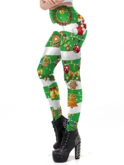 Women's Leggings Full Length Active Vacation Outdoor Christmas Wine Red S M Fall Winter -Xmas Cothing Store lewzco1696752241469