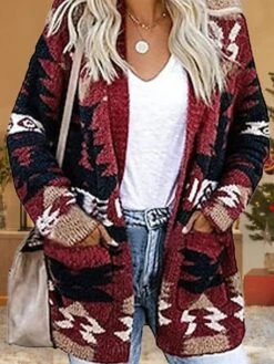 Women's Ugly Christmas Sweater Pullover Sweater Jumper Cardigan Sweater Shirt Collar Ribbed Knit Acrylic Pocket Knitted Fall Winter Outdoor Xmas Daily Stylish Casual Soft Long Sleeve Christmas