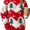 Women's Ugly Christmas Sweater Pullover Sweater Jumper Crew Neck Ribbed Knit Polyester Oversized Fall Winter Xmas Daily Going Out Stylish Casual Soft Long Sleeve Color Block Christmas Tree Red S -Xmas Cothing Store lgvbhe1693896708375