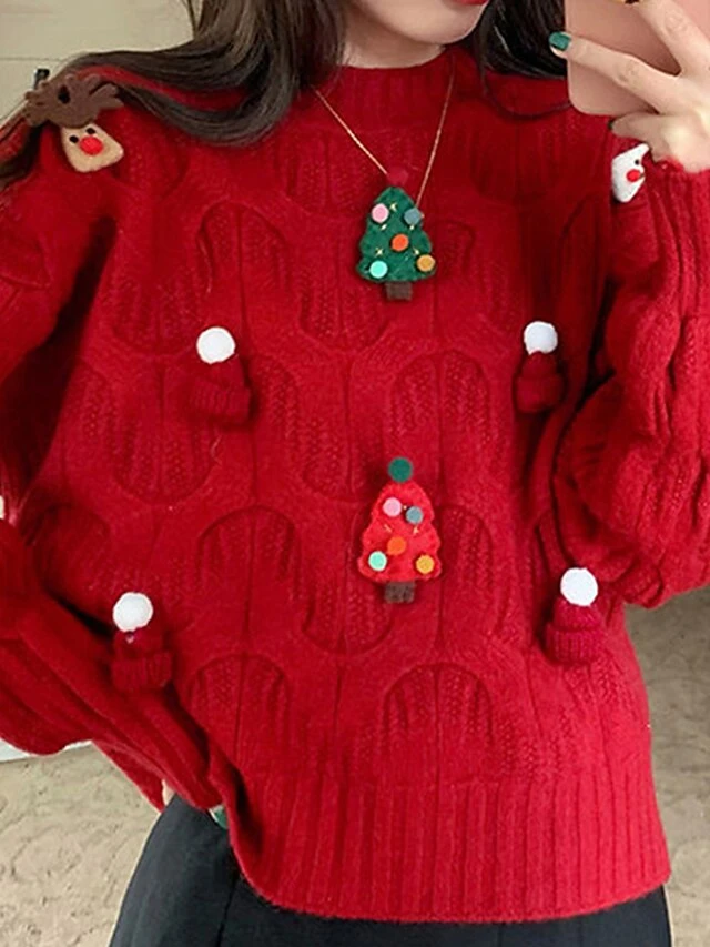 Women's Ugly Christmas Sweater Pullover Sweater Jumper Crew Neck Ribbed Knit Polyester Patchwork Fall Winter Regular Outdoor Christmas Daily Stylish Casual Soft Long Sleeve Elk Christmas Tree White 3 Women's Ugly Christmas Sweater Pullover Sweater Jumper Crew Neck Ribbed Knit Polyester Patchwork Fall Winter Regular Outdoor Christmas Daily Stylish Casual Soft Long Sleeve Elk Christmas Tree White