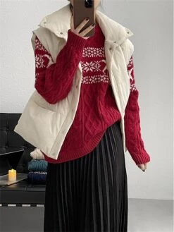 Women's Ugly Christmas Sweater Pullover Sweater Jumper Christmas Sweaters Crew Neck Cable Knit Acrylic Knitted Fall Winter Regular Outdoor Christmas Daily Fashion Casual Soft Long Sleeve Elk Snowflake -Xmas Cothing Store licdek1697785169555