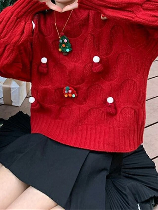 Women's Ugly Christmas Sweater Pullover Sweater Jumper Crew Neck Ribbed Knit Polyester Patchwork Fall Winter Regular Outdoor Christmas Daily Stylish Casual Soft Long Sleeve Elk Christmas Tree White 10 Women's Ugly Christmas Sweater Pullover Sweater Jumper Crew Neck Ribbed Knit Polyester Patchwork Fall Winter Regular Outdoor Christmas Daily Stylish Casual Soft Long Sleeve Elk Christmas Tree White - Image 8