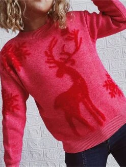 Women's Ugly Christmas Sweater Pullover Sweater Jumper Crew Neck Ribbed Knit Polyester Patchwork Fall Winter Regular Xmas Daily Going Out Stylish Casual Soft Long Sleeve Elk Pink Red Green S M L 35 Women's Ugly Christmas Sweater Pullover Sweater Jumper Crew Neck Ribbed Knit Polyester Patchwork Fall Winter Regular Xmas Daily Going Out Stylish Casual Soft Long Sleeve Elk Pink Red Green S M L -Xmas Cothing Store ljtsvt1695029171159