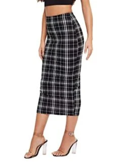 Women's Skirt Scottish Tartans Plaid Skirt Midi Cotton Blend Black White Red Skirts Fall & Winter Print High Waist Fashion Sexy Christmas Street Xmas S M L -Xmas Cothing Store lkjntq1694742580177