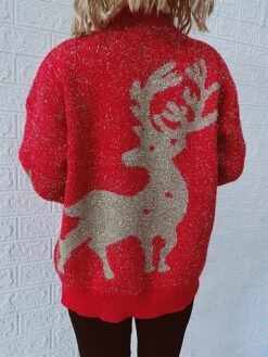 Women's Christmas Sweaters Pullover Sweater Jumper Crew Neck Chunky Knit Polyester Embroidery Spring Fall Winter Regular Christmas Daily New Year Fashion Cute Daily Long Sleeve Elk Red S M L -Xmas Cothing Store llpcts1697539828891