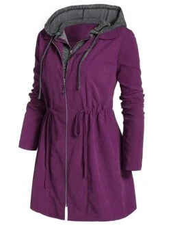 Women's Casual Jacket Trench Coat Hoodie Jacket Christmas Street Daily Wear Fall Winter Short Coat Regular Fit Thermal Warm Windproof Casual Daily Street Xmas Style Jacket Long Sleeve Pure Color -Xmas Cothing Store llstiv1692767174472