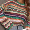 Women's Pullover Sweater Jumper Crew Neck Cable Crochet Knit Acrylic Cotton Blend Patchwork Hollow Knitted Fall Winter Outdoor Xmas Christmas Daily Stylish Casual Soft Long Sleeve Color Block Striped -Xmas Cothing Store lmmnda1660904963093