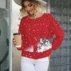 Women's Ugly Christmas Crew Neck Sweater Cardigan Sweater JacketRibbed Knit Polyester Button Knitted Print Fall Winter Short Outdoor Xmas Holiday Daily Stylish Casual Long Sleeve Animal