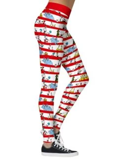 Women's Leggings Xmas Green Wine Red Mid Waist Sports Streetwear Christmas Weekend Print Micro-elastic Ankle-Length Comfort Heart S M L XL / Slim -Xmas Cothing Store lmppka1629428685892