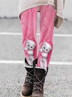Women's Christmas Leggings Christmas Tree Reindeer Full Length Active Vacation Daily Depression Green Pink S M Fall Winter -Xmas Cothing Store lmubfj1696232179478