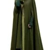 Women's Winter Coat Cloak / Halloween Xmas Capes Long Layered Coat Warm Windproof Overcoat Fall Single Breasted Hooded Coat Green Black Blue Gray Christmas Crewneck S M L XL / Winter -Xmas Cothing Store lnvgaw1631698242524