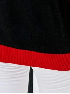 Women's Ugly Christmas Sweater Pullover Sweater Jumper Turtleneck Ribbed Knit Acrylic Patchwork Fall Winter Regular Xmas Daily Going Out Stylish Casual Soft Long Sleeve Santa Claus Black Red S M -Xmas Cothing Store lpbwus1695029182057