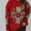 Women's Pullover Sweater Jumper Christmas Sweaters Crew Neck Chunky Knit Polyester Embroidery Knitted Spring Fall Winter Regular School Christmas Daily Fashion Cute Daily Long Sleeve Snowflake Black -Xmas Cothing Store lpnwgz1697627083329