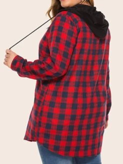 Women's Plus Size Christmas Winter Jacket Jacket Button Plaid Long Sleeve Regular Winter Fall Green Black Red XL XXL 3XL 4XL 5XL / Daily -Xmas Cothing Store lpqaif1623831387655