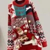 Women's Ugly Christmas Sweater Pullover Sweater Jumper Crew Neck Ribbed Knit Cotton Knitted Fall Winter Outdoor Xmas Daily Stylish Casual Soft Long Sleeve Geometric Letter Snowman White Red -Xmas Cothing Store lqagvr1668155357797