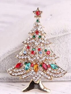 Women's Christmas AAA Cubic Zirconia Brooches Classic Stylish Trendy Brooch Jewelry Gold For Xmas Street Date