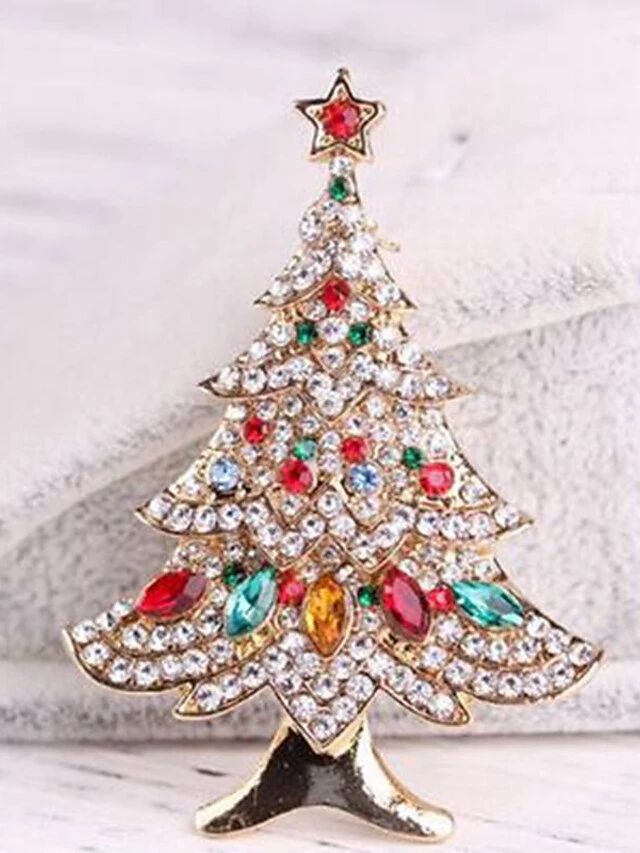 Women's Christmas AAA Cubic Zirconia Brooches Classic Stylish Trendy Brooch Jewelry Gold For Xmas Street Date 3 Women's Christmas AAA Cubic Zirconia Brooches Classic Stylish Trendy Brooch Jewelry Gold For Xmas Street Date