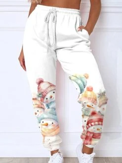 Women's Christmas Sweatpants Joggers Snowflake Print Full Length Pocket Daily Xmas Wear Blue Black Grey S 3XL Fall, Winter -Xmas Cothing Store luiiua1695289623934