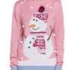 Women's Ugly Christmas Sweater Pullover Sweater Jumper Crew Neck Ribbed Knit Acrylic Knitted Fall Winter Outdoor Xmas Daily Stylish Casual Soft Long Sleeve Snowman Snowflake Pink S M L -Xmas Cothing Store luwghp1667811441210