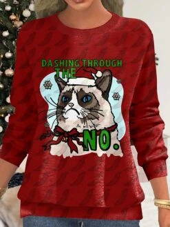 Women's Ugly Christmas Sweater Pullover Sweater Jumper Crew Neck Ribbed Knit Polyester Print Fall Winter Regular Outdoor Xmas Holiday Stylish Casual Soft Long Sleeve Animal Plaid Print Black Red -Xmas Cothing Store lvvffu1695176567488