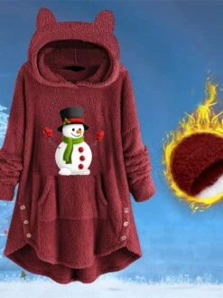 Women's Fleece Jacket Sherpa Jacket Teddy Coat Windproof Warm Outdoor Christmas Daily Wear Going Out Pocket Print Pullover Hoodie Plush Casual Daily Comfortable Xmas Plaid Regular Fit Outerwear -Xmas Cothing Store lykpxq1666943505440