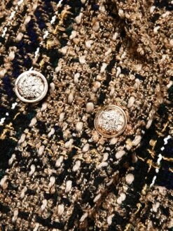 Women's Blazer Tweed Plaid Christmas Jacket Long Sleeve Coat Fall Winter Business Double Breasted Regular Jacket Green Brown XL 2XL 3XL -Xmas Cothing Store mailue1660112681190