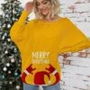 Women's Pullover Sweater Jumper Crew Neck Ribbed Knit Print Fall Winter Regular Christmas Stylish Soft Long Sleeve Letter Santa Claus Yellow Red S M L