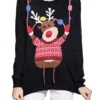 Women's Ugly Christmas Xmas Sweater Pullover Sweater Jumper Crew Neck Ribbed Knit Acrylic Knitted Fall Winter Outdoor Christmas Daily Stylish Casual Soft Long Sleeve Animal Black S M L -Xmas Cothing Store mbboiv1663323744865