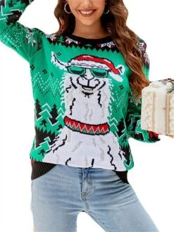 Women's Ugly Christmas Sweater Pullover Sweater Jumper Crew Neck Ribbed Knit Acrylic Oversized Fall Winter Short Xmas Daily Going Out Stylish Casual Soft Long Sleeve Animal Snowflake 1044 -Xmas Cothing Store mbkxoc1695262578753