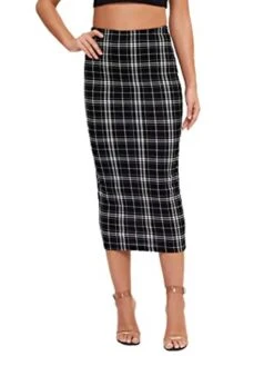 Women's Skirt Scottish Tartans Plaid Skirt Midi Cotton Blend Black White Red Skirts Fall & Winter Print High Waist Fashion Sexy Christmas Street Xmas S M L -Xmas Cothing Store mbtloh1694742579069